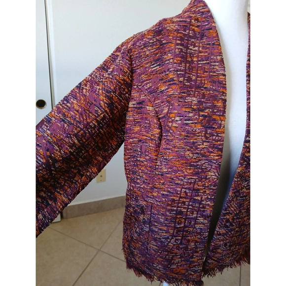 Coldwater Creek Southwestern Sweater Jacket Small Embroidered Fringe Unique - Picture 6 of 15